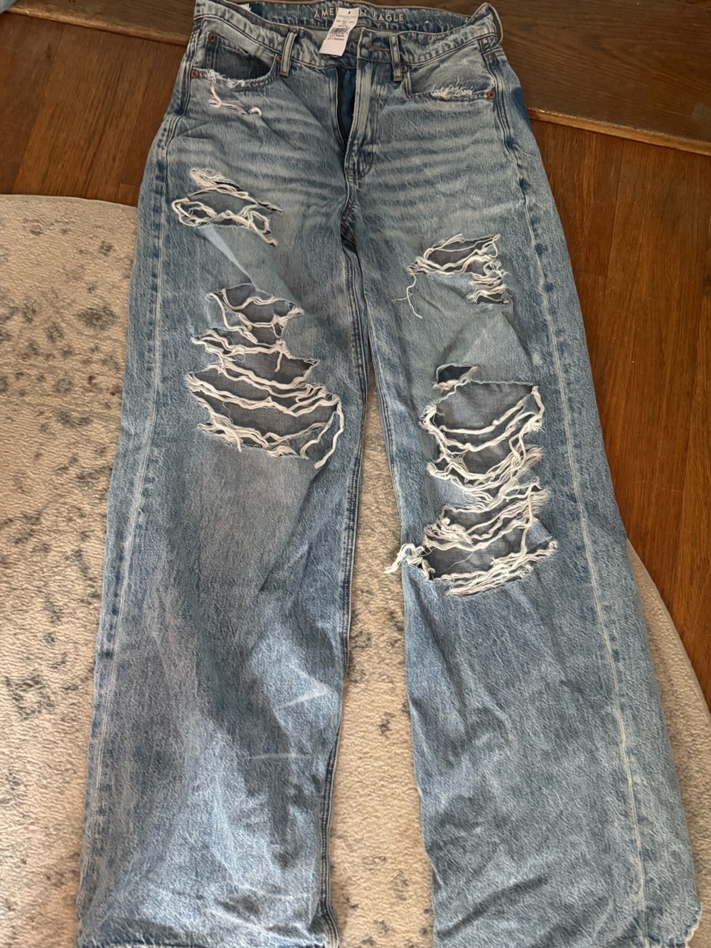 American Eagle Outfitters Light Blue Distressed Ripped Jeans